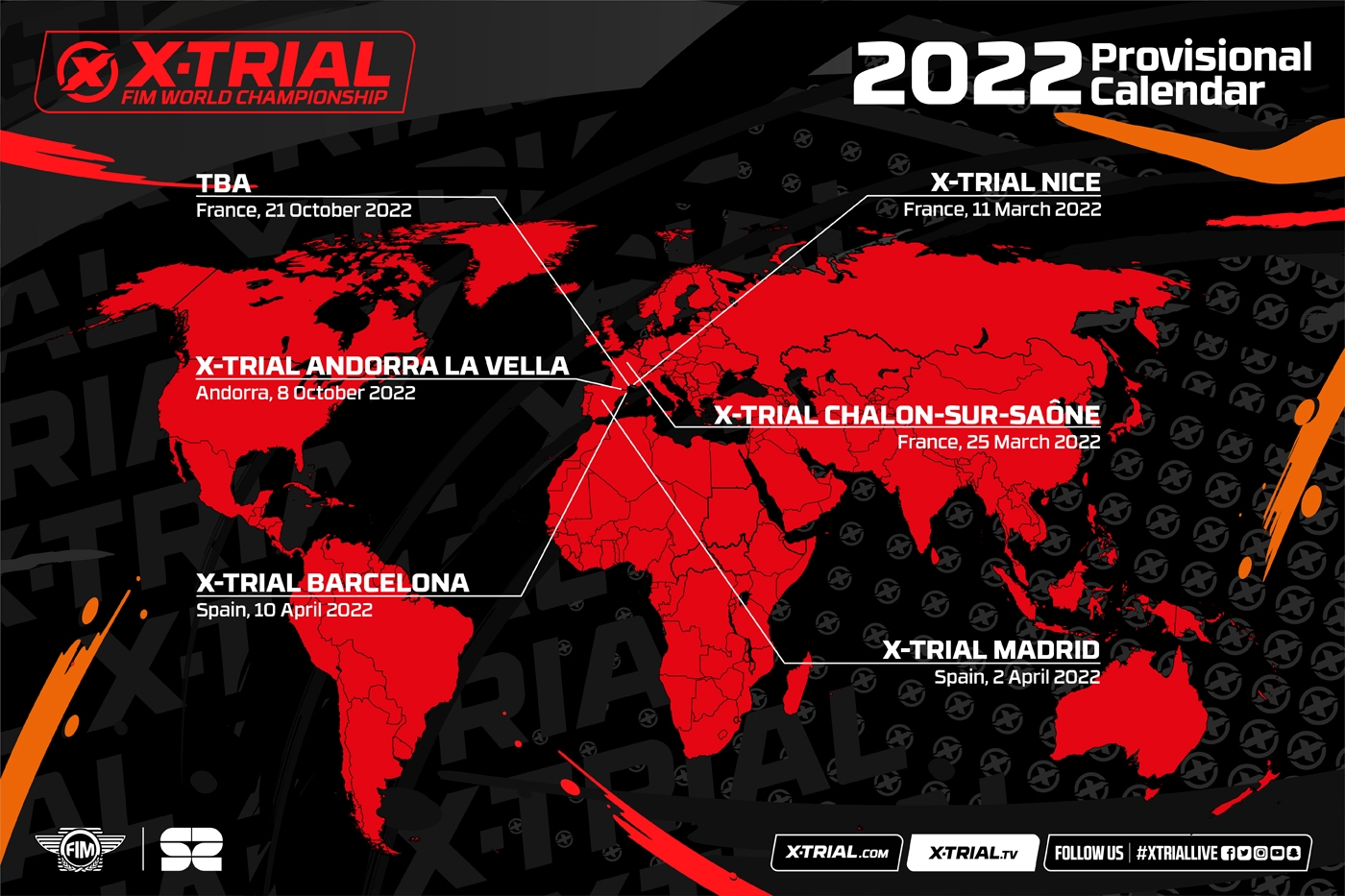 Calendrier du Championnat du Monde FIM de X-Trial 2022