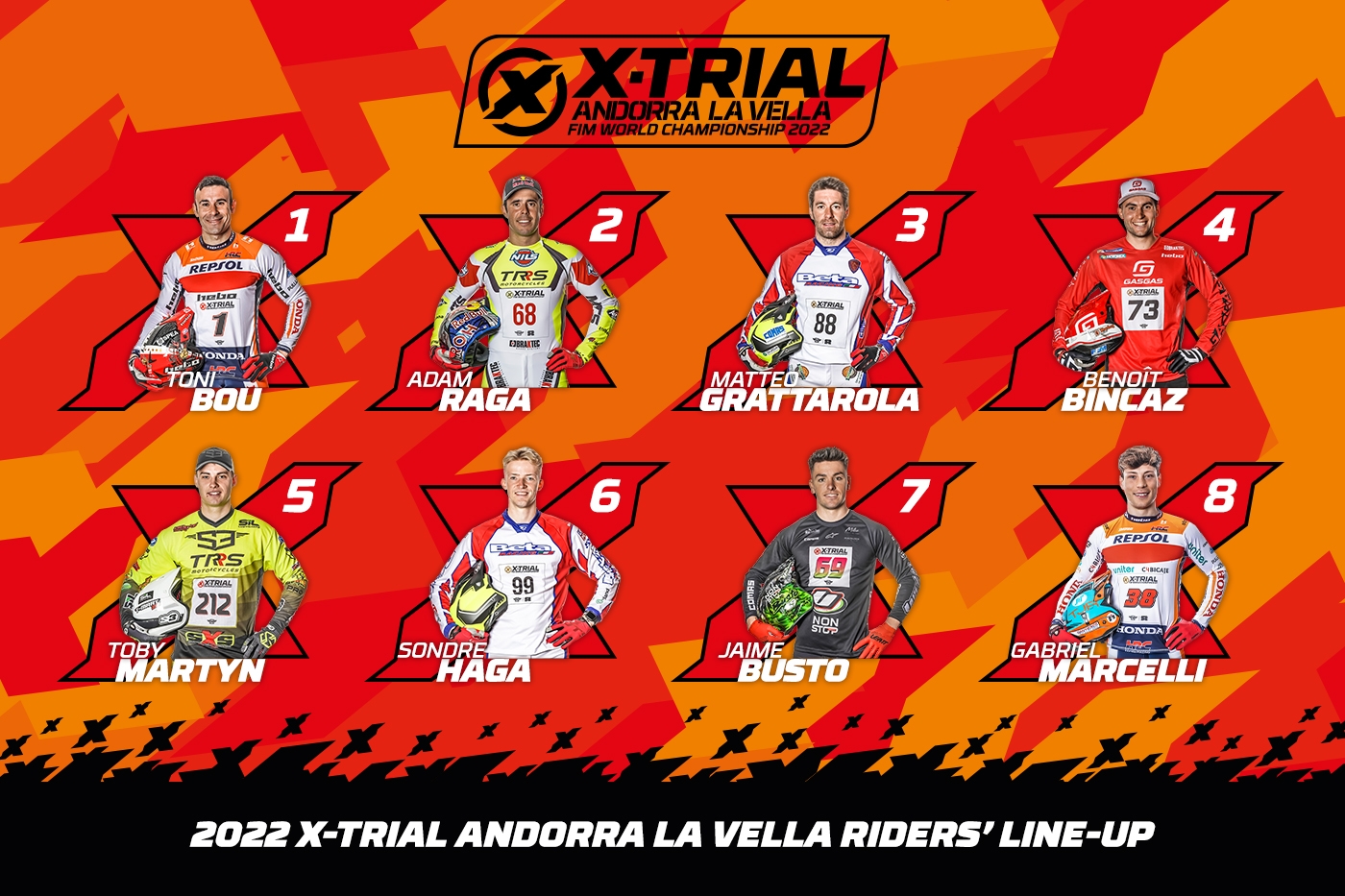 Les huit pilotes du X-Trial d'Andorre-la-Vieille sont connus