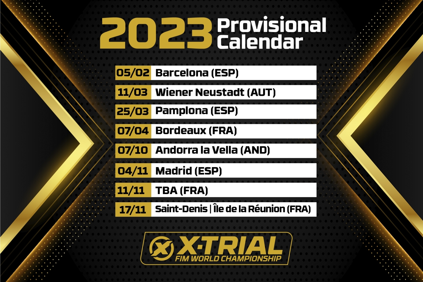 FIM X-Trial World Championship 2023 Calendar update